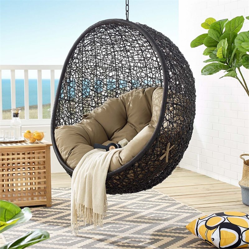 Modway Encase Swing Outdoor Patio Lounge Chair without Stand in Black/Mocha