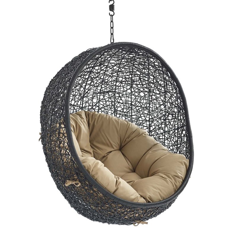Modway Encase Swing Outdoor Patio Lounge Chair without Stand in Black/Mocha