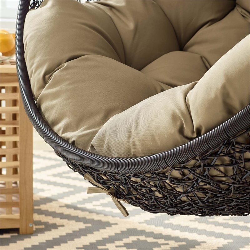 Modway Encase Swing Outdoor Patio Lounge Chair without Stand in Black/Mocha
