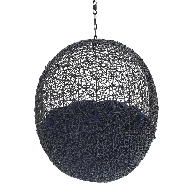 Modway Encase Swing Outdoor Patio Lounge Chair without Stand in Black/Navy