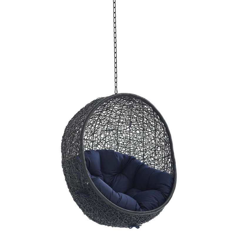 Modway Encase Swing Outdoor Patio Lounge Chair without Stand in Black/Navy