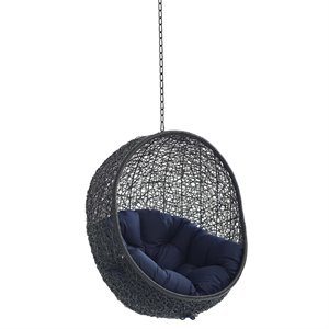 Modway Encase Swing Outdoor Patio Lounge Chair without Stand in Black/Navy