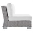 Modway Conway Modern Rattan & Fabric Outdoor Armless Chair in Light Gray/White