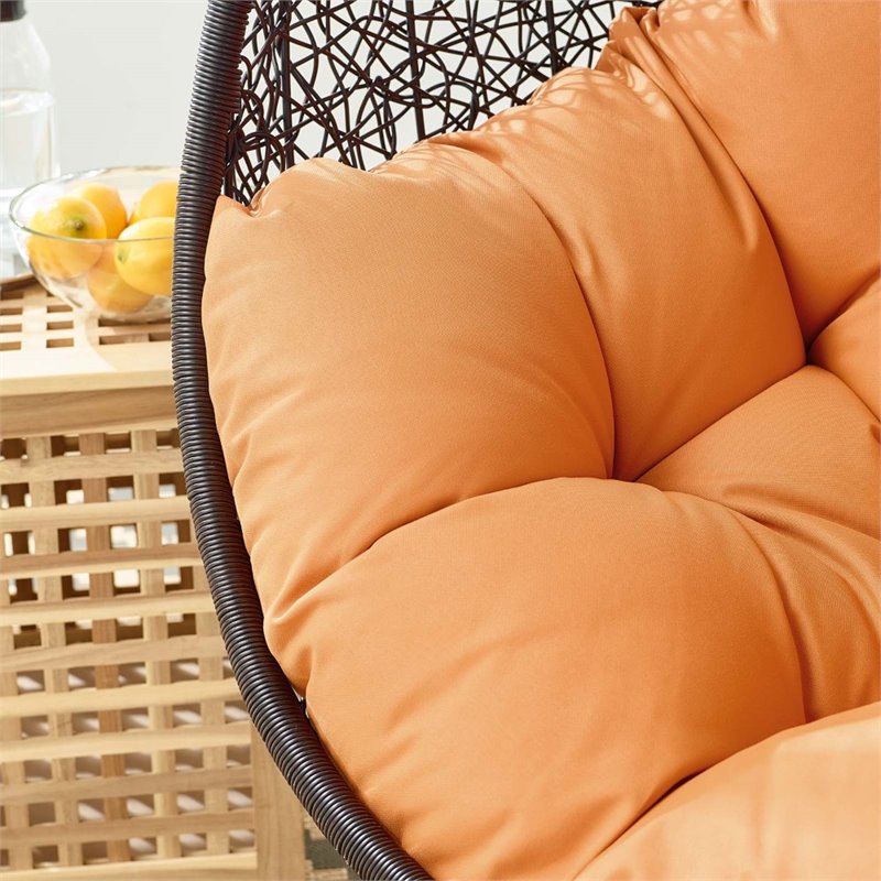 Modway Encase Swing Outdoor Patio Lounge Chair without Stand in Black/Orange