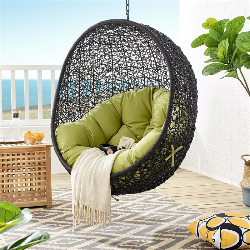 Modway Encase Swing Outdoor Patio Lounge Chair without Stand in Black/Peridot