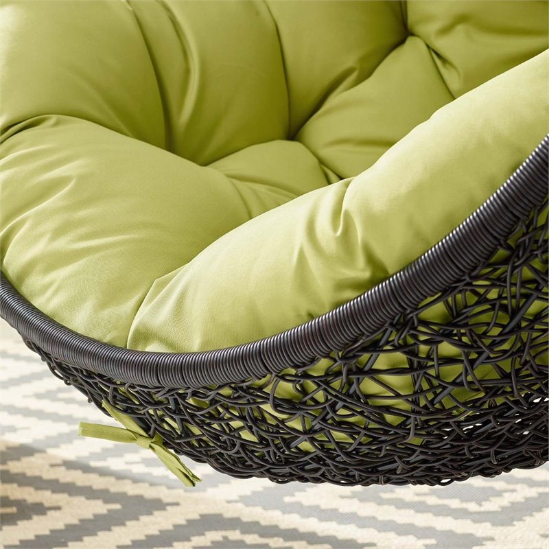 Modway Encase Swing Outdoor Patio Lounge Chair without Stand in Black/Peridot