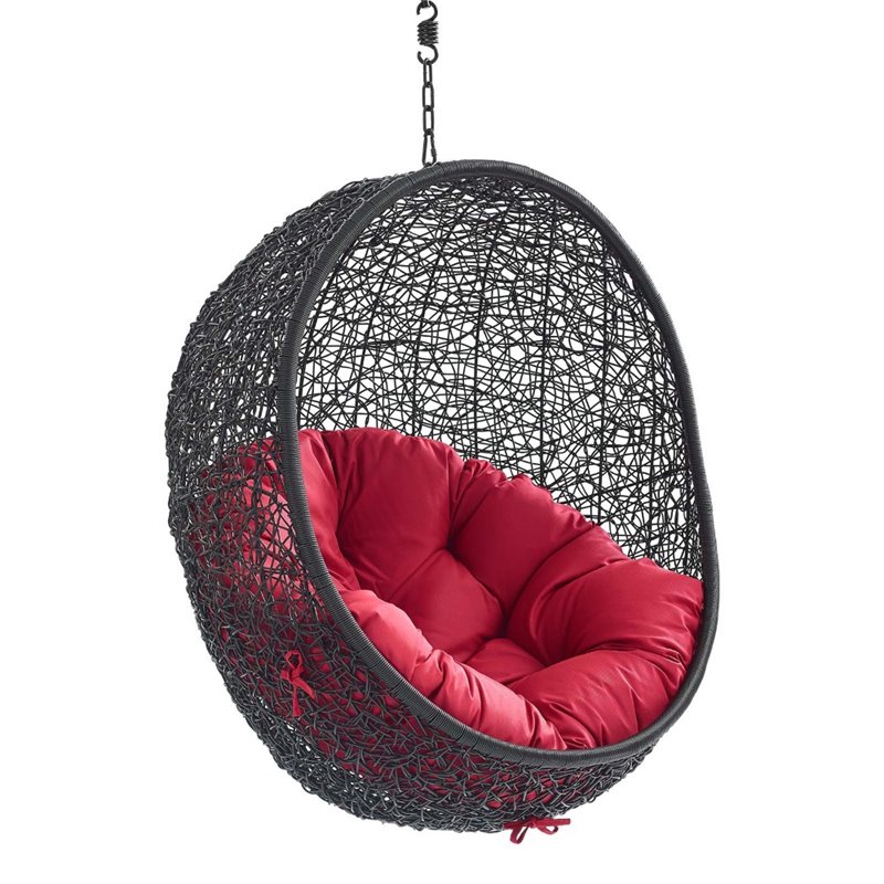 Modway Encase Swing Outdoor Patio Lounge Chair without Stand in Black/Red
