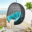 Modway Encase Swing Outdoor Patio Lounge Chair without Stand in Black/Turquoise