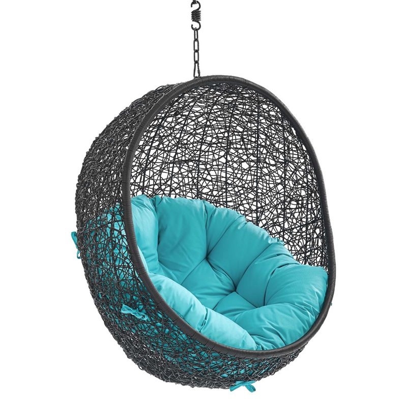Modway Encase Swing Outdoor Patio Lounge Chair without Stand in Black/Turquoise