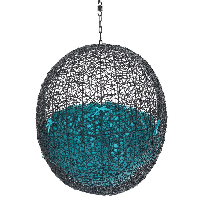 Modway Encase Swing Outdoor Patio Lounge Chair without Stand in Black/Turquoise