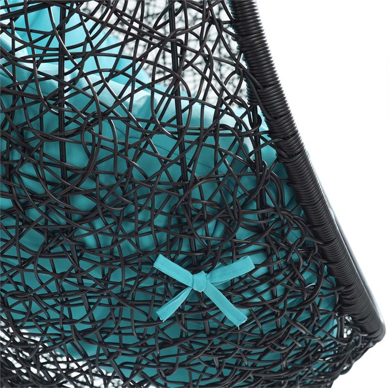Modway Encase Swing Outdoor Patio Lounge Chair without Stand in Black/Turquoise