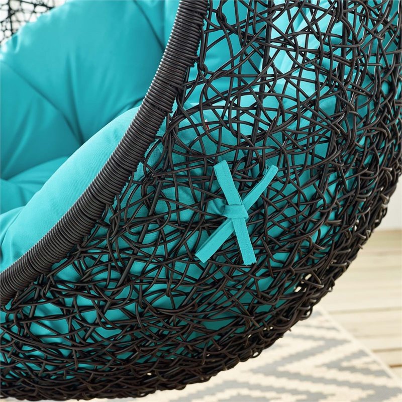 Modway Encase Swing Outdoor Patio Lounge Chair without Stand in Black/Turquoise