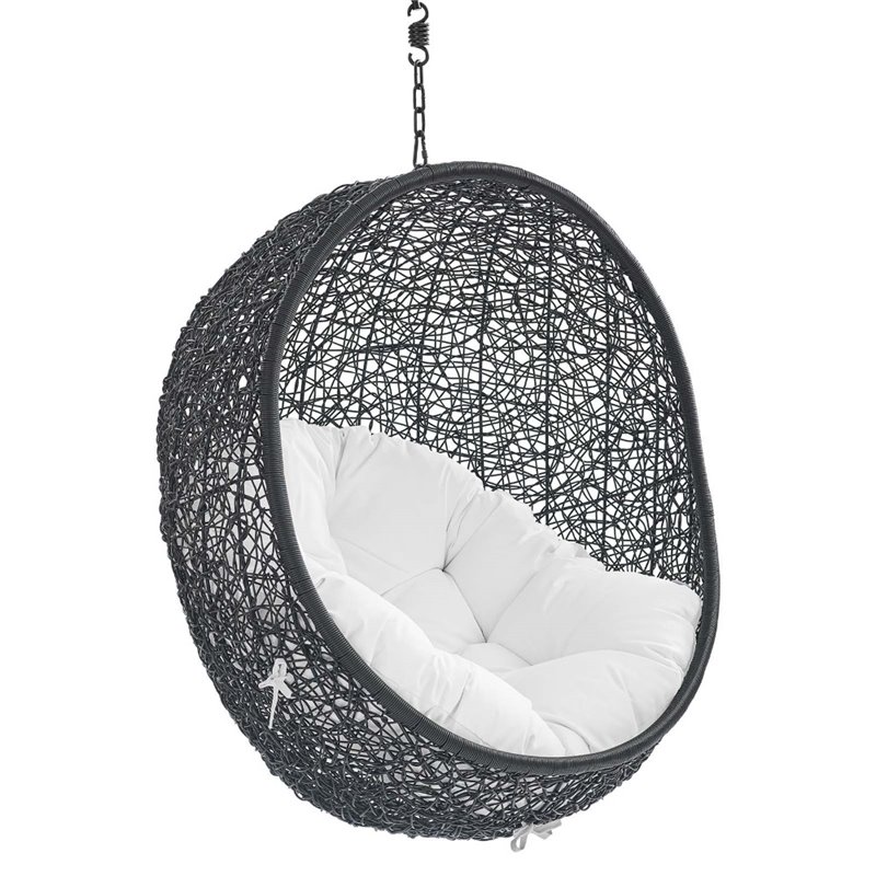 Modway Encase Swing Outdoor Patio Lounge Chair without Stand in Black/White