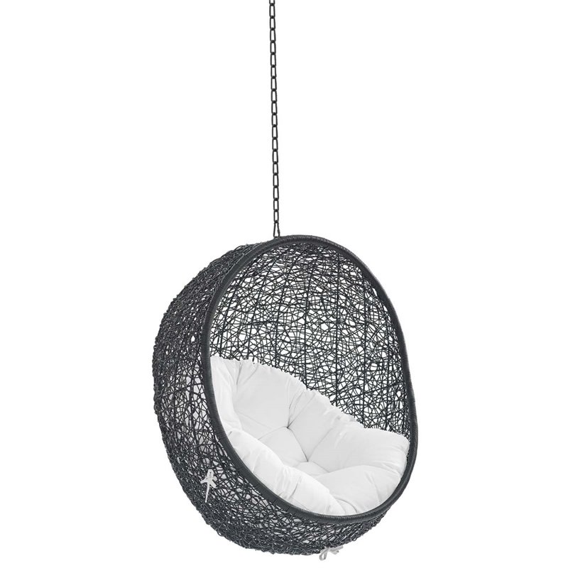 Modway Encase Swing Outdoor Patio Lounge Chair without Stand in Black/White