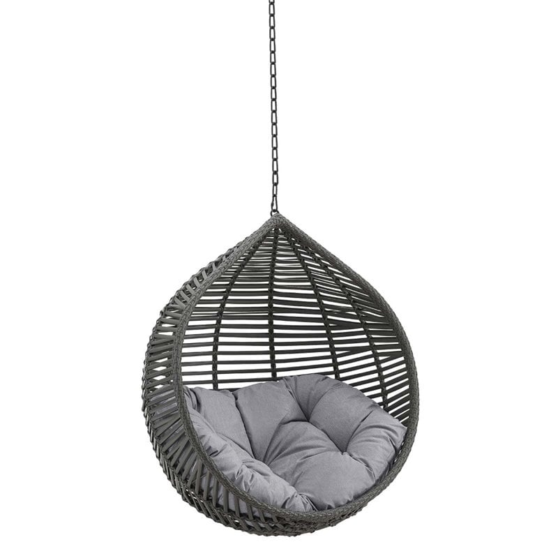 Modway Garner Teardrop Outdoor Patio Swing Chair without Stand in Gray