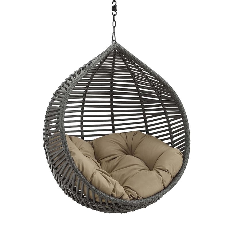 Modway Garner Teardrop Outdoor Patio Swing Chair without Stand in Gray/Mocha
