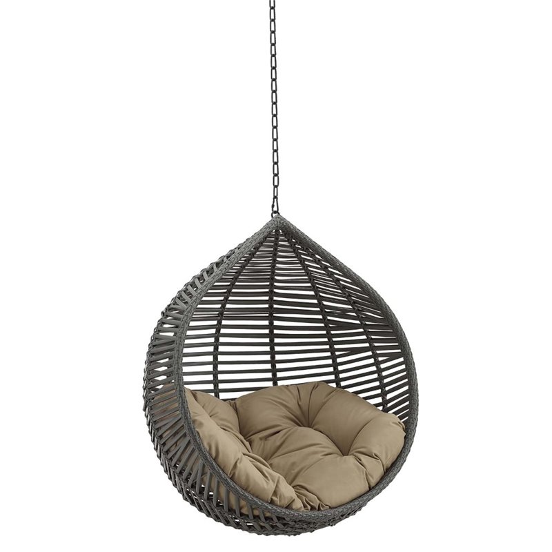 Modway Garner Teardrop Outdoor Patio Swing Chair without Stand in Gray/Mocha