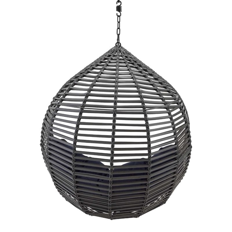 Modway Garner Teardrop Outdoor Patio Swing Chair without Stand in Gray/Navy
