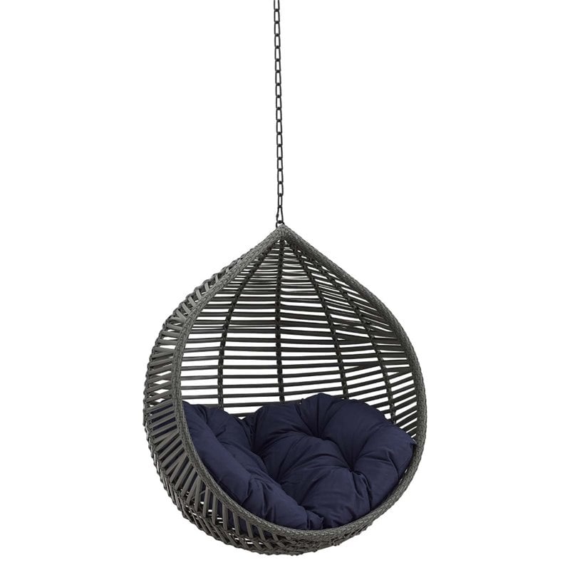 Modway Garner Teardrop Outdoor Patio Swing Chair without Stand in Gray/Navy