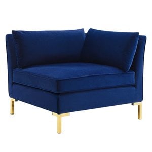 Modway Ardent Modern Performance Velvet Corner Chair in Navy/Gold