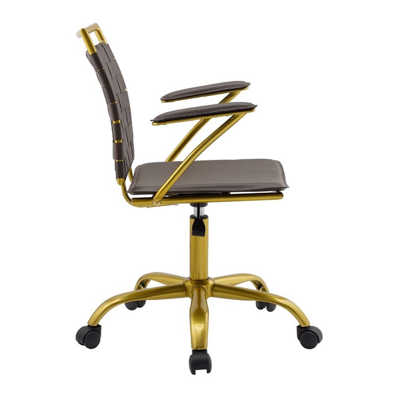 Modway Fuse Modern Faux Leather and Metal Office Chair in Brown