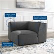 Modway Restore Polyester Fabric Sectional Sofa Corner Chair in Charcoal