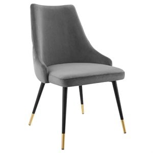 Modway Adorn 17.5&quot Tufted Performance Velvet Dining Side Chair in Gray