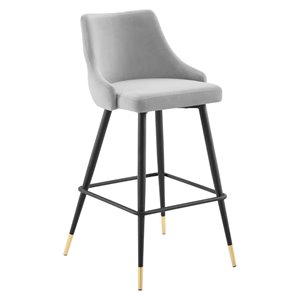 Modway Adorn 29.5&quot Modern Style Performance Velvet Bar Stool in Light Gray