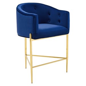 Modway Savour 26&quot Tufted Performance Velvet Stainless Steel Counter Stool - Navy