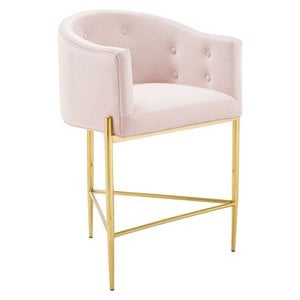 Modway Savour 26&quot Tufted Performance Velvet Stainless Steel Counter Stool - Pink