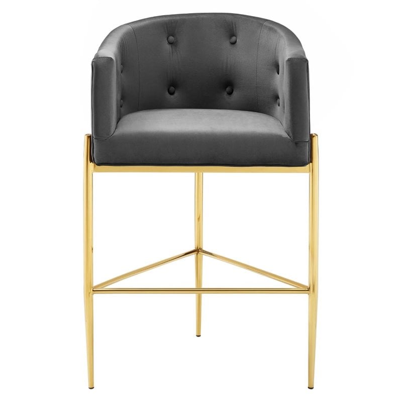 Modway Savour Tufted Performance Velvet Bar Stool in Charcoal