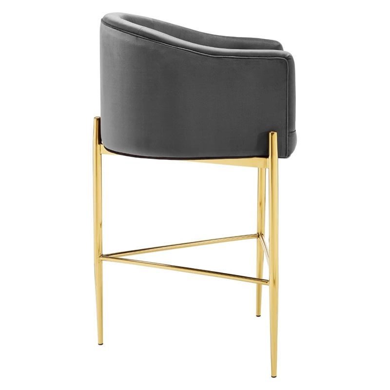 Modway Savour Tufted Performance Velvet Bar Stool in Charcoal