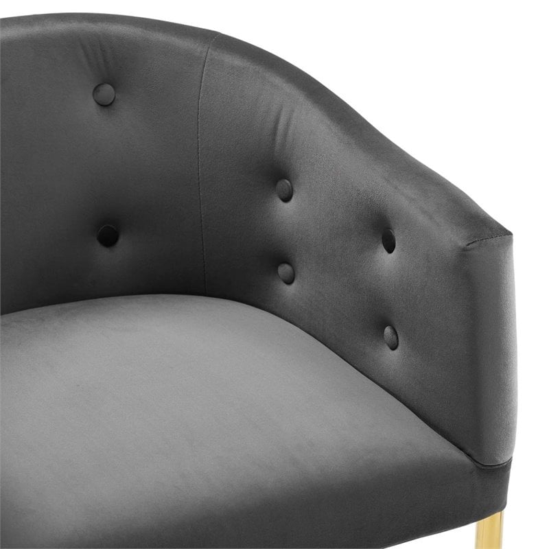 Modway Savour Tufted Performance Velvet Bar Stool in Charcoal