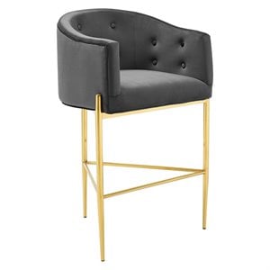 Modway Savour Tufted Performance Velvet Bar Stool in Charcoal