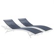 Modway Glimpse Modern Aluminum Patio Chaise Lounge Chair in Navy (Set of 2)