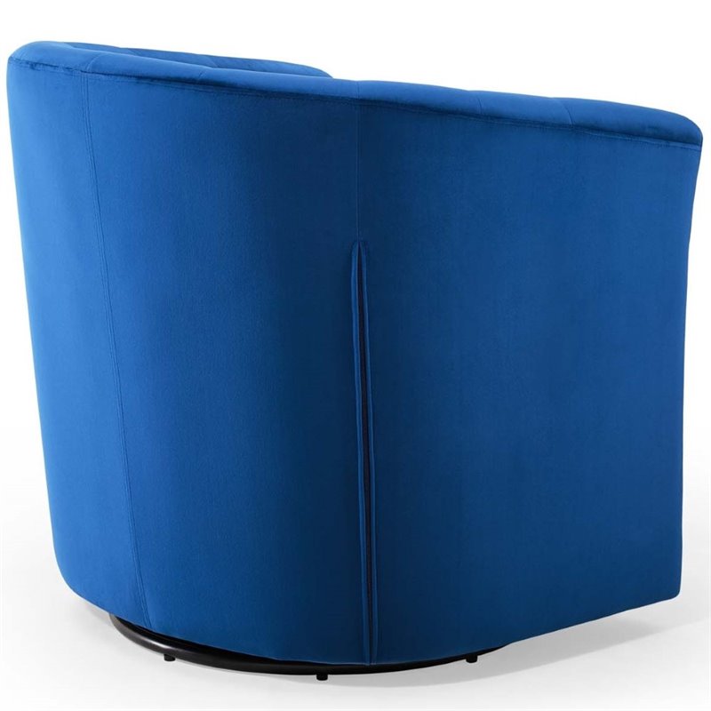Modway Prospect Tufted Performance Velvet/Wood Swivel Armchair in Navy