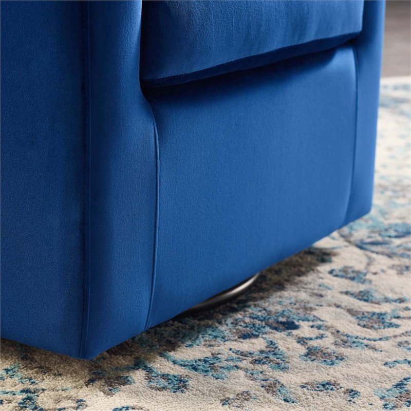 Modway Prospect Tufted Performance Velvet/Wood Swivel Armchair in Navy