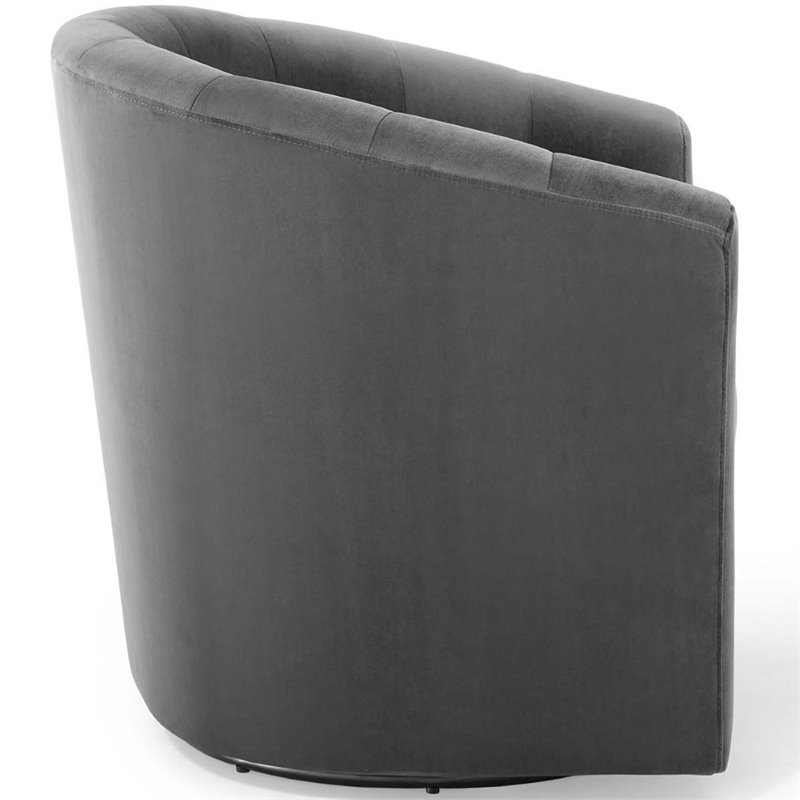 Modway Prospect Modern Performance Velvet Swivel Armchair in Charcoal