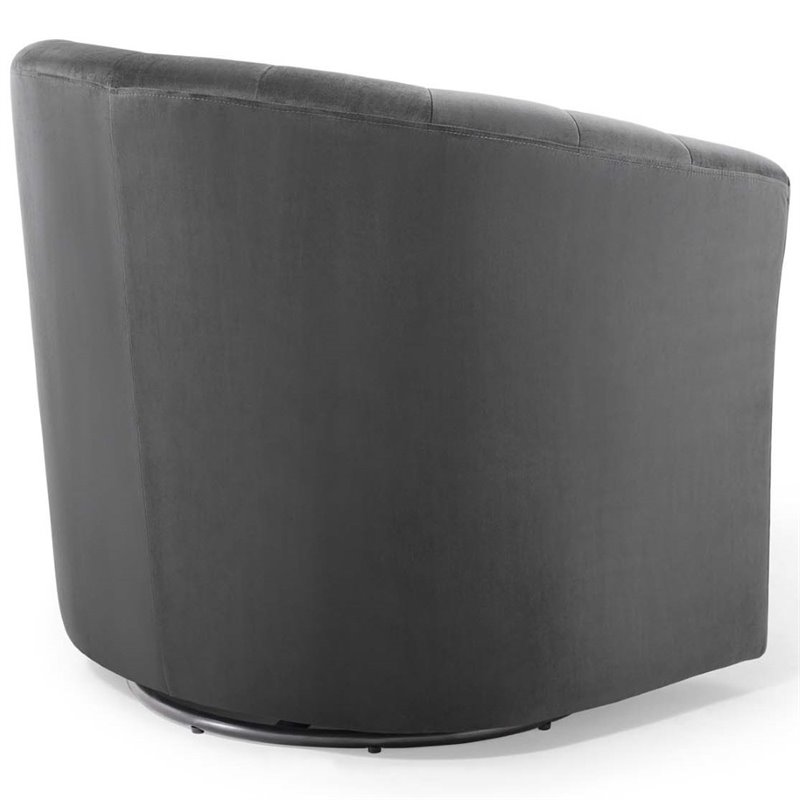 Modway Prospect Modern Performance Velvet Swivel Armchair in Charcoal