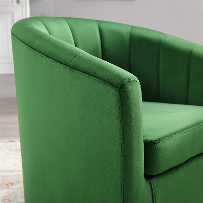 Modway Prospect Modern Performance Velvet Swivel Armchair in Emerald Green