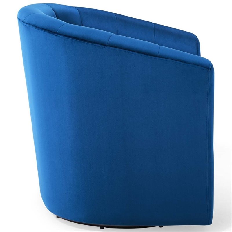 Modway Prospect Modern Performance Velvet Swivel Armchair in Navy