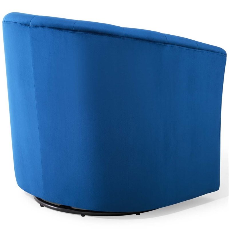 Modway Prospect Modern Performance Velvet Swivel Armchair in Navy