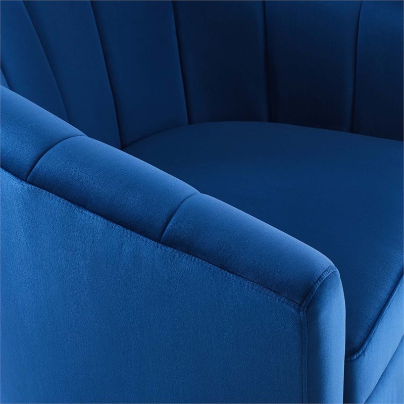 Modway Prospect Modern Performance Velvet Swivel Armchair in Navy