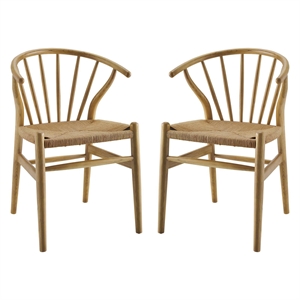 Modway Flourish 18.5&quot Spindle Wooden Dining Side Chair in Natural (Set of 2)