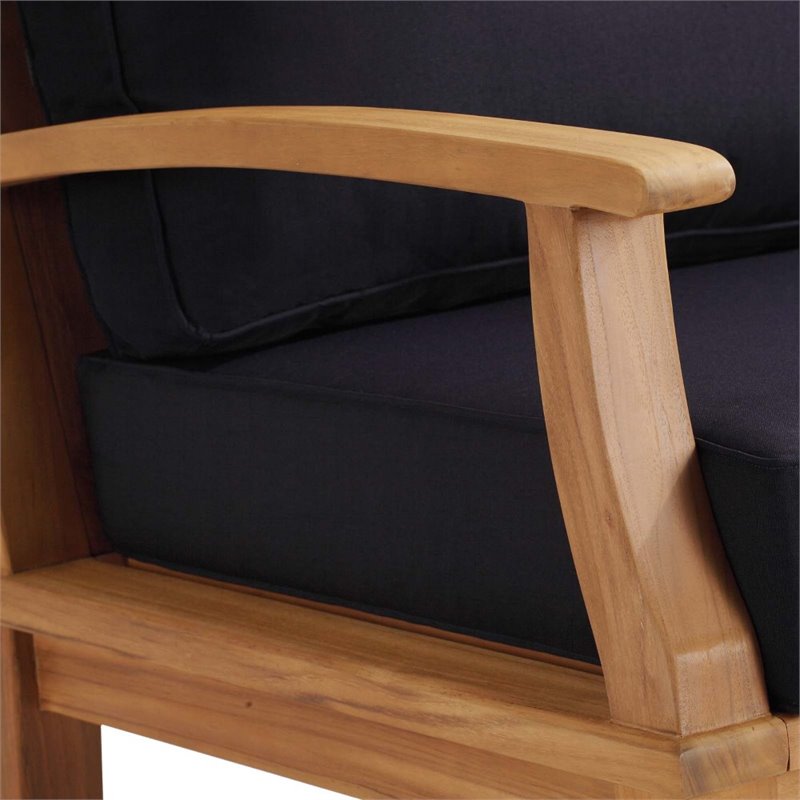 Modway Marina Solid Teak Wood Patio Rocking Chair in Natural and Navy