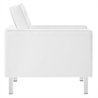 Modway Loft Modern Faux Leather Armchair in Silver/White (Set of 2)