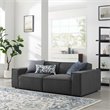 Modway Restore 2-Piece Modern Fabric Upholstered Sectional Sofa in Charcoal