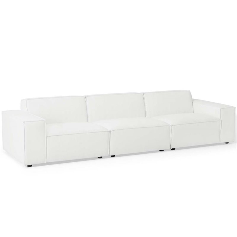 Modway Restore 3-Piece Modern Fabric Upholstered Sectional Sofa in White