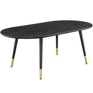 Modway Vigor Oval Wood and Metal Coffee Table in Black & Gold