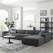 Modway Restore 5-Piece Modern Polyester Fabric Sectional Sofa in Charcoal